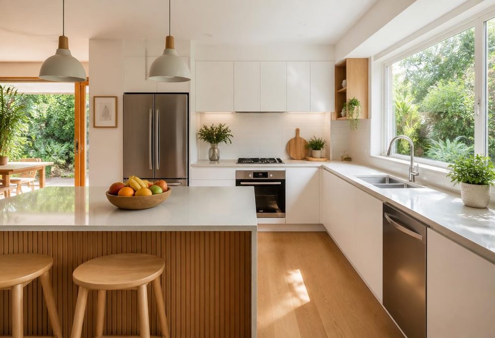 Spotless modern kitchen after a domestic clean